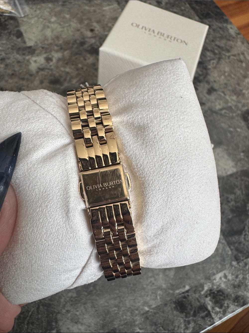 OLIVIA BURTON Gold-Tone Square Bracelet Watch with White Dial - Picture 7 of 11
